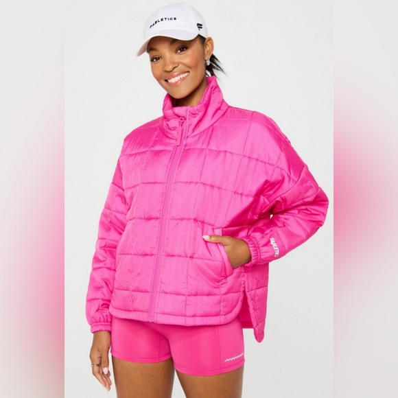 Fabletics Pink Dragonfruit Jacket | M | NWT | Water Resistant | Reflective - Picture 1 of 10